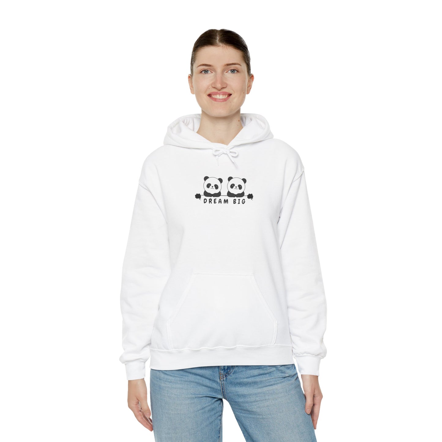 Panda Dreams White Regular Fit Hoodie for Women